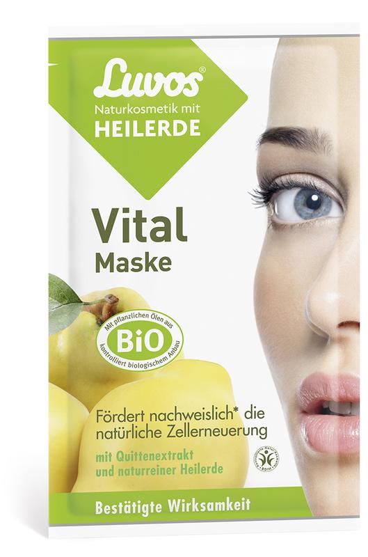 Luvos gezichtsverzorging Crememasker vital 7.5ml, afbeelding met twee verpakkingen van de huidverzorgingsproduct.