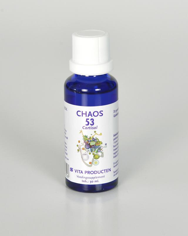 Vita Kruidenpreparaten Vita Chaos 53 Cortisol herbal supplement in 30ml bottle with dropper cap, natural herbal remedy.