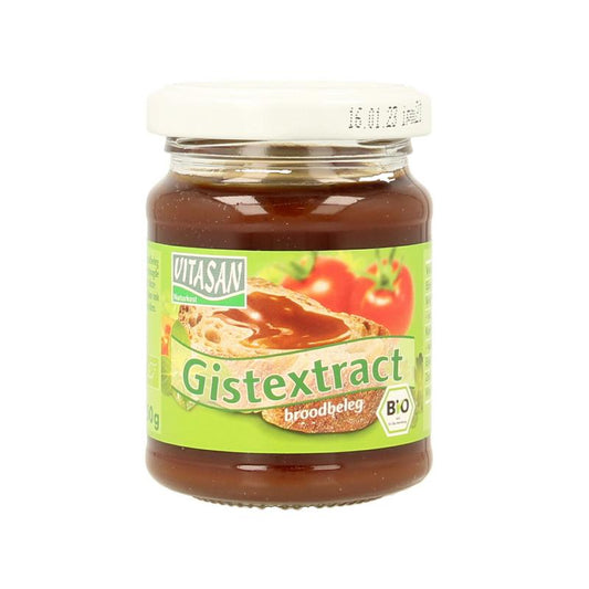 Vitasan Gistextract organisch bio kruiden en zouten, 150g, in een glazen pot met label zichtbaar