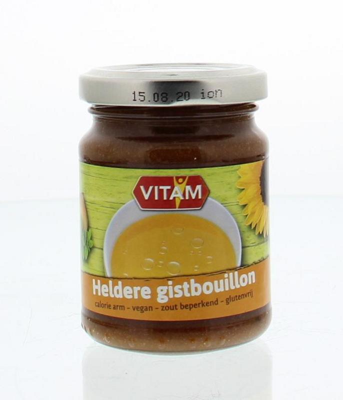 Vitam Heldere Gistbouillon 175g jar, clear broth with herbs and spices, ideal for soups and cooking