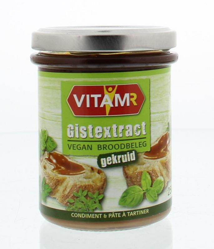 Vitam R gistextract 250g, a food supplement for soups and broths, in a clear container with a label showing the product name.