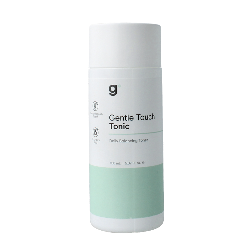 Gladskin Tonic gentle touch facial skincare bottle with 150ml capacity, featuring clear liquid and minimalist design.