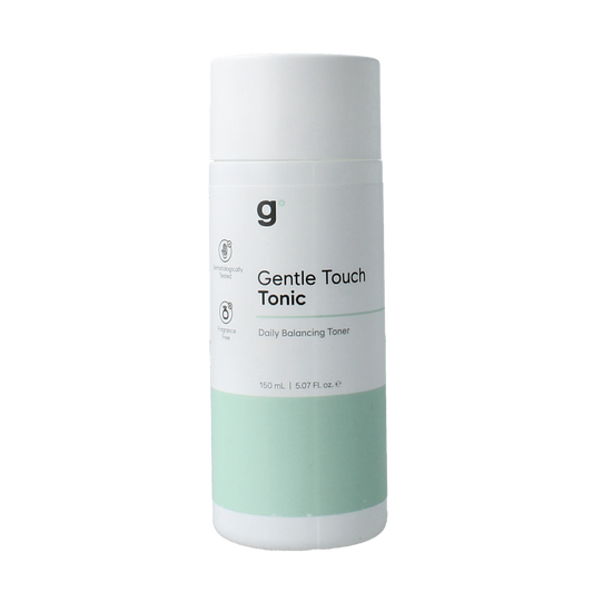 Gladskin Tonic gentle touch facial skincare bottle with 150ml capacity, featuring clear liquid and minimalist design.