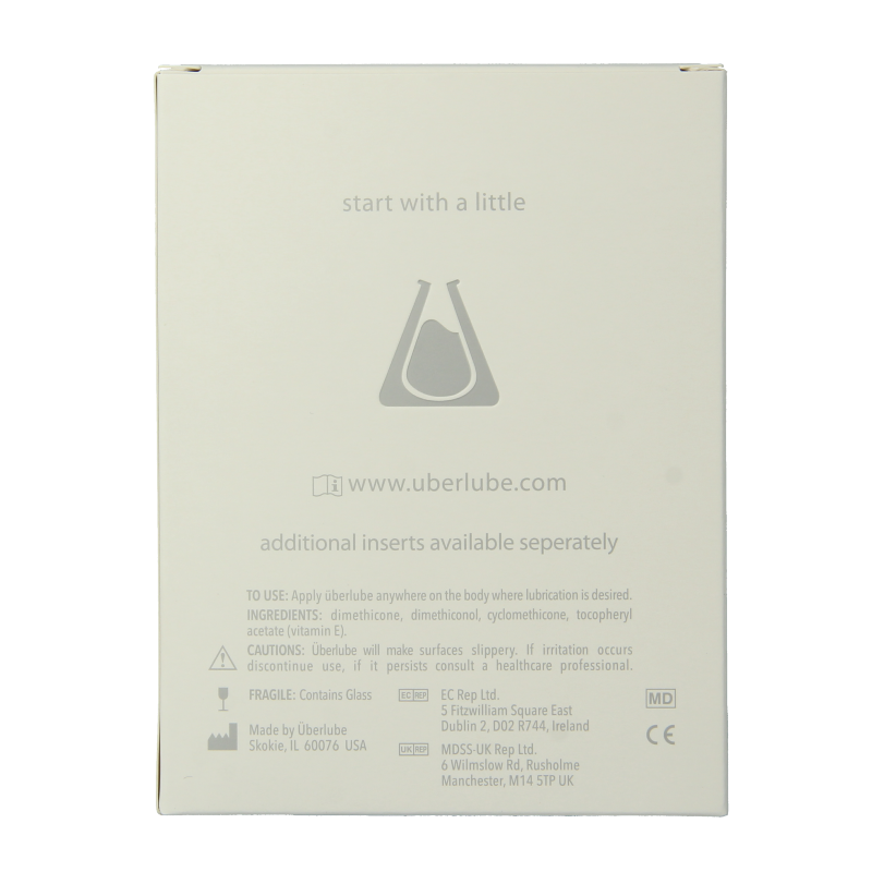 Uberlube Good to Go silver 15ml lubricant bottle, clear silicone-based glide for smooth personal use.