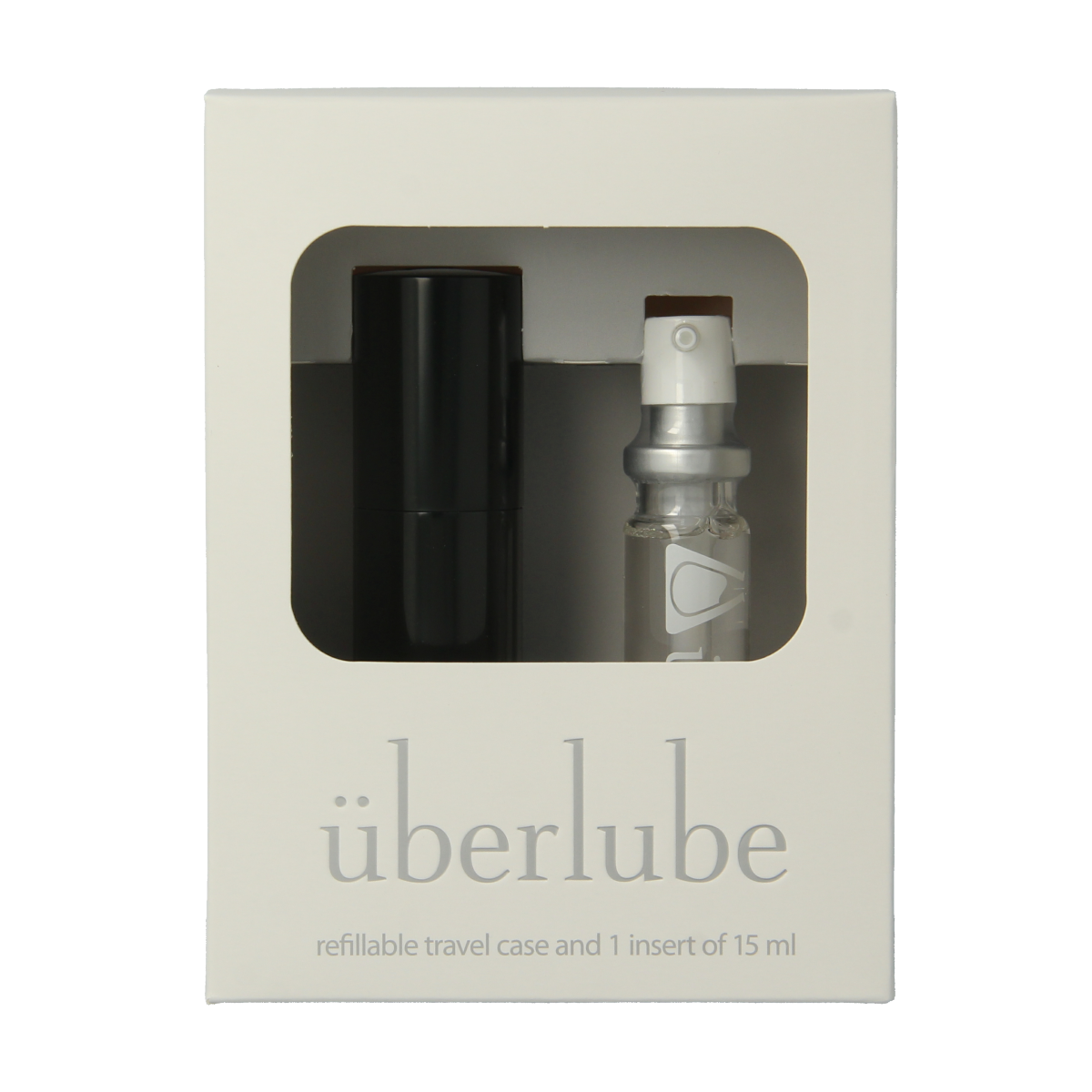 Uberlube Good to Go zwart lubricant bottle, 15ml, sleek black packaging, designed for smooth, comfortable glide.