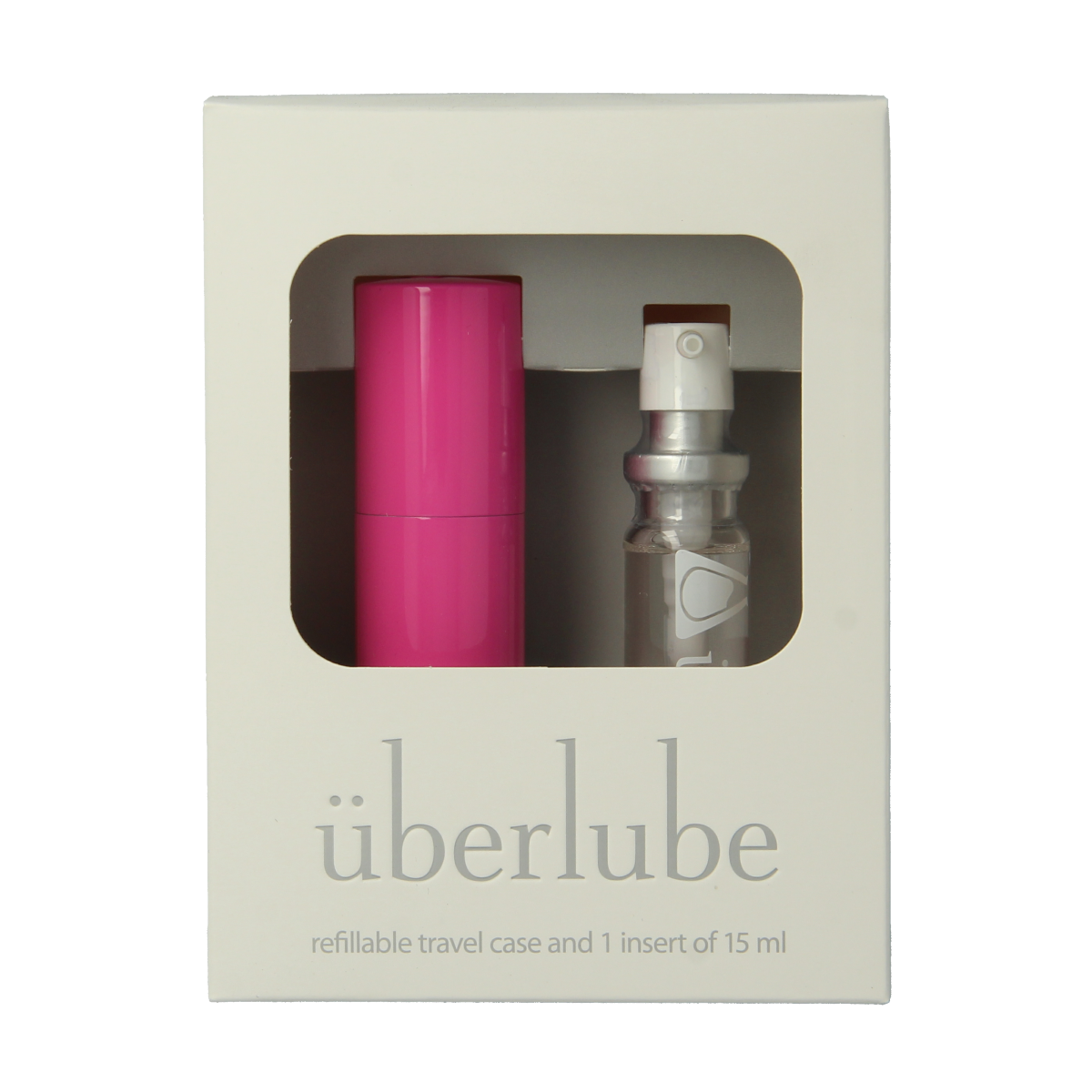 Uberlube Good to Go Roze 15ml bottle of lubricant with sleek packaging, designed for smooth, comfortable use.