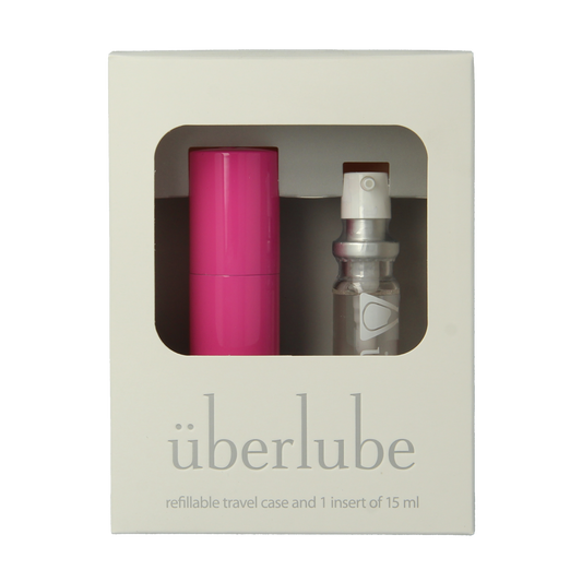 Uberlube Good to Go Roze 15ml bottle of lubricant with sleek packaging, designed for smooth, comfortable use.