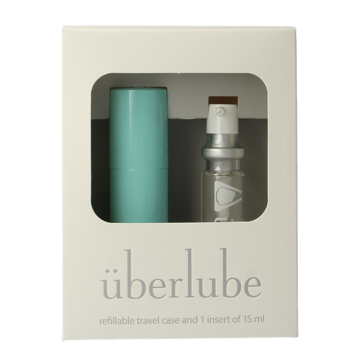 Uberlube Good to go turquoise aqua lubricant in 15ml bottle, featuring sleek packaging and vibrant turquoise design.