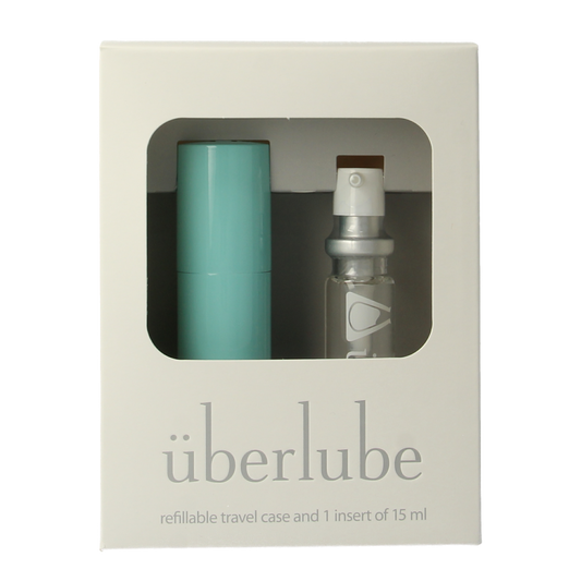 Uberlube Good to go turquoise aqua lubricant in 15ml bottle, featuring sleek packaging and vibrant turquoise design.