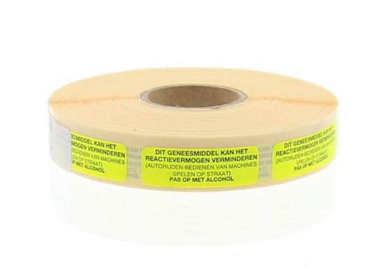 Spruyt Hillen sticker labels for medication reactions, 1000 sheets, adhesive pharmaceutical labels on a white background.