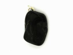 Black tourmaline gemstone pendant by Ruben Robijn, featuring a sleek and polished hanger design.