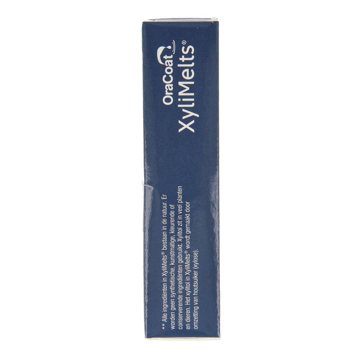 Xylimelts Milde munt mouth freshening tablets for oral hygiene, 40 pieces, in a clear container with mint-flavored tablets inside.