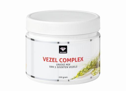 Nutrivian Vezel complex supplement with fibers and enzymes in a 200g container, natural dietary aid.