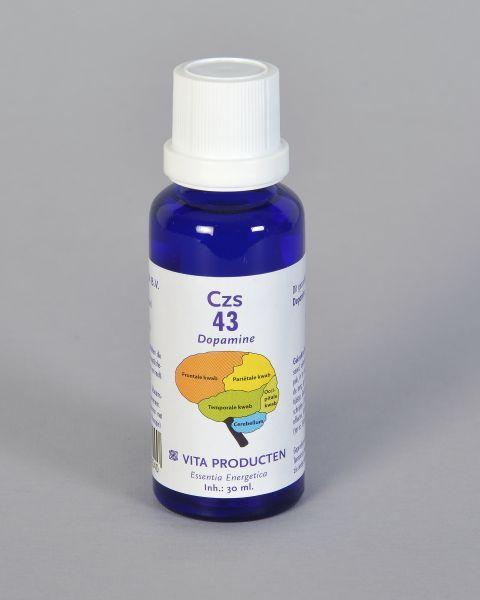 Vita CZS 43 Dopamine herbal supplement bottle, 30ml, from Vita Kruidenpreparaten line, with label and cap visible.