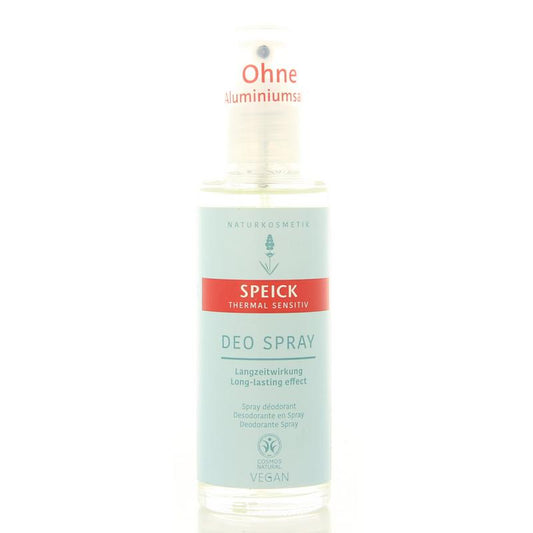 Speick Thermal Sensitive Deodorant Spray 75ml, natural deodorant with soothing thermal ingredients in a spray bottle.