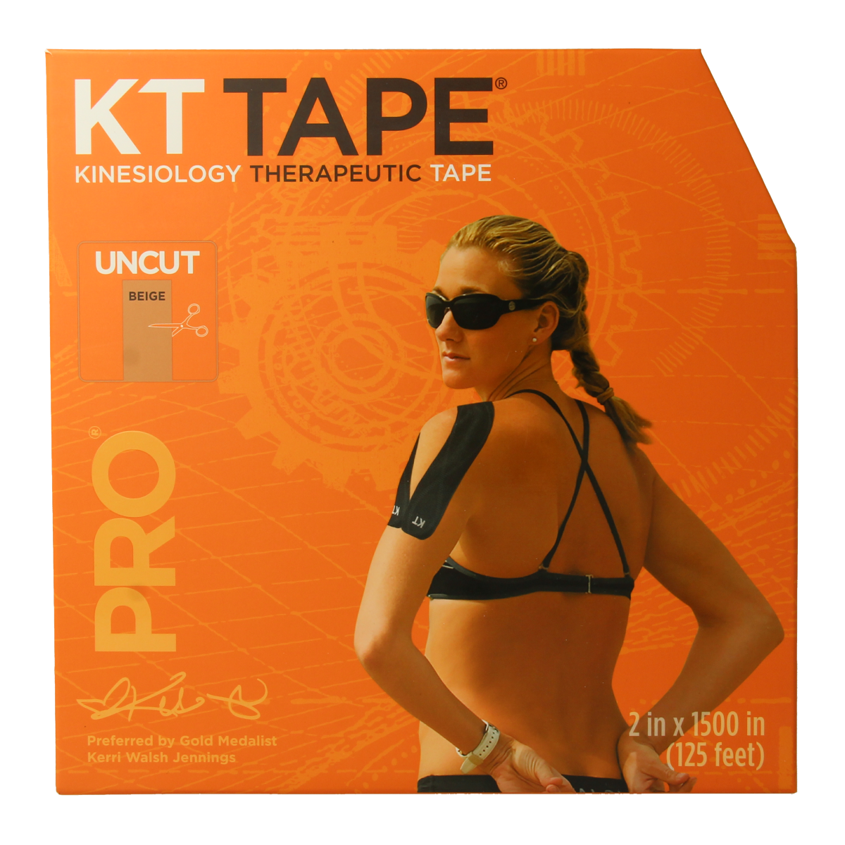KT Tape Jumbo pro roll, 38 meters beige sport tape, uncut, for athletic support and injury prevention.