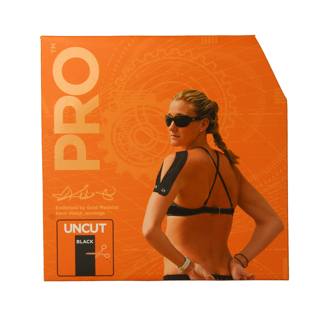 KT Tape Jumbo pro roll 38m black sport tape uncut for athletic support and muscle relief, shown in the image.