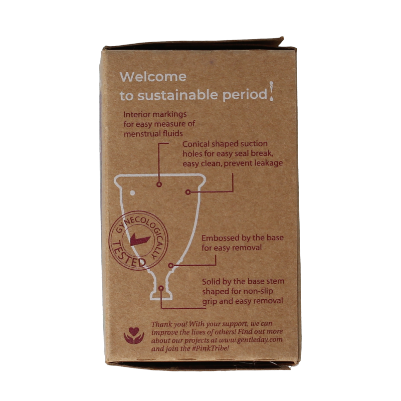 Gentle Day Menstruatie cup M size, reusable menstrual cup for women, shown in the image.