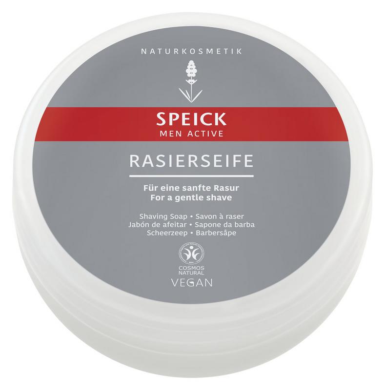 Speick Men active scheerzeep stuk 150g, natural shaving soap bar for men, with herbal ingredients, displayed on a clean surface.