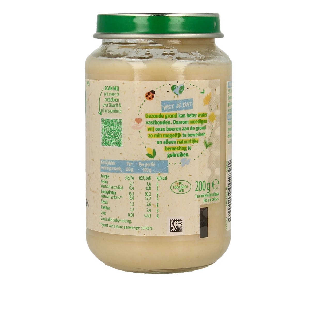 Olvarit baby banana cookies in a 200g package, suitable for infants and toddlers, with banana flavor and crunchy texture.