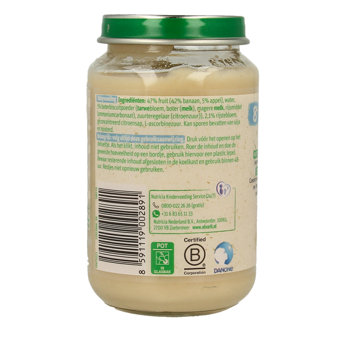 Olvarit baby banana cookie in 200g package, suitable for babies and toddlers, with banana flavor and crunchy texture.