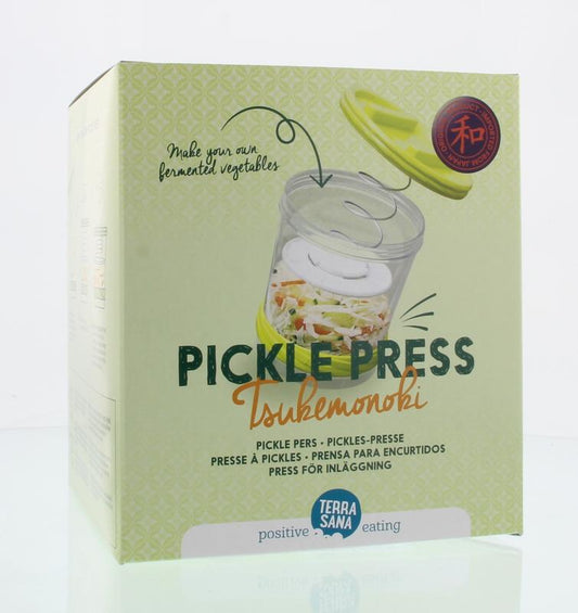 TerraSana salade pickle pers in 1200ml jar, perfect for cooking and table use, with fresh pear-flavored pickle slices.