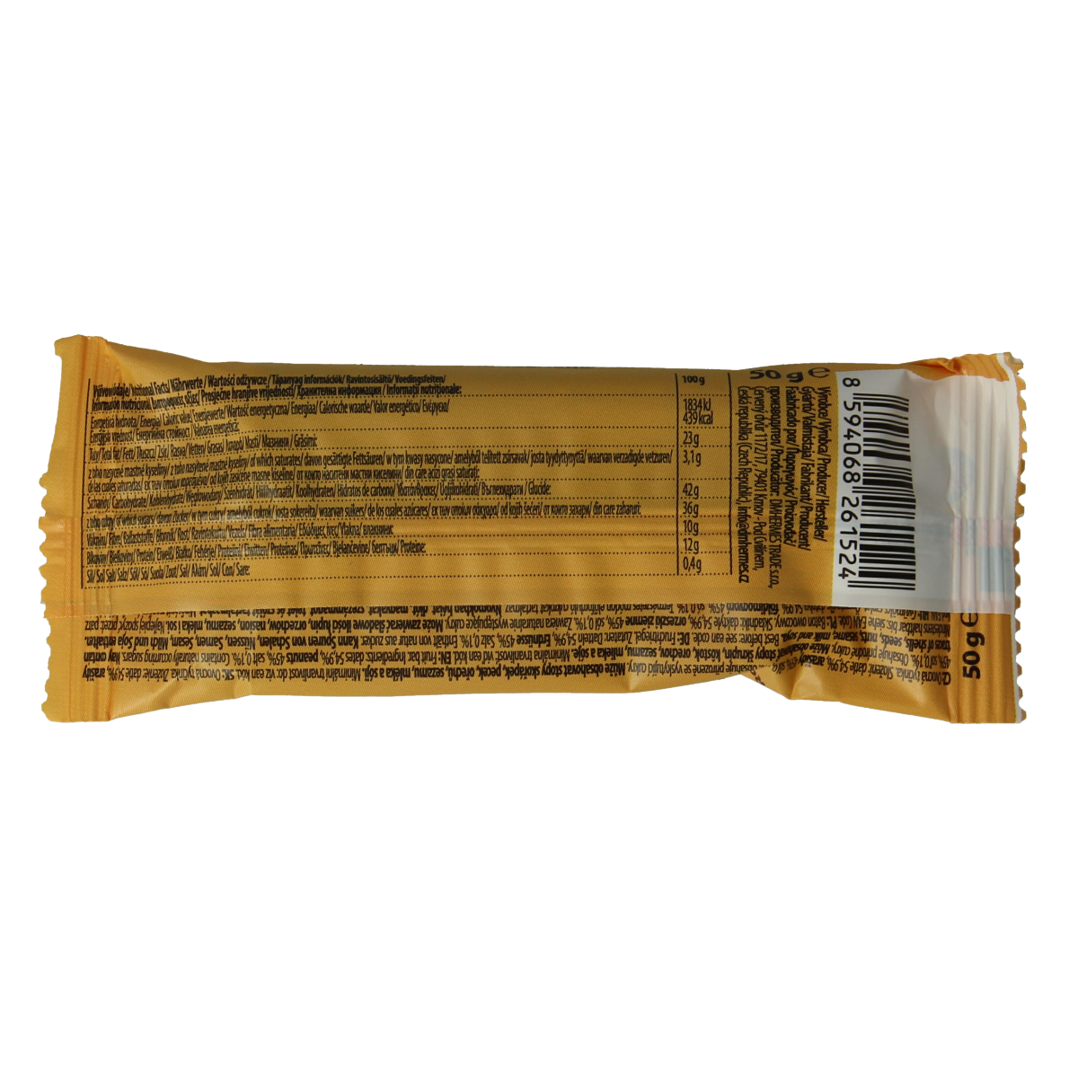 Raw energy bar by Bombus with peanuts and dates, 50g, showcasing the natural ingredients and packaging.
