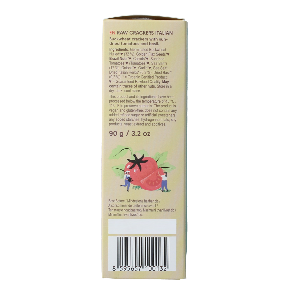 Lifefood raw bio Italian crackers, gluten-free and crispy, displayed on a neutral background.