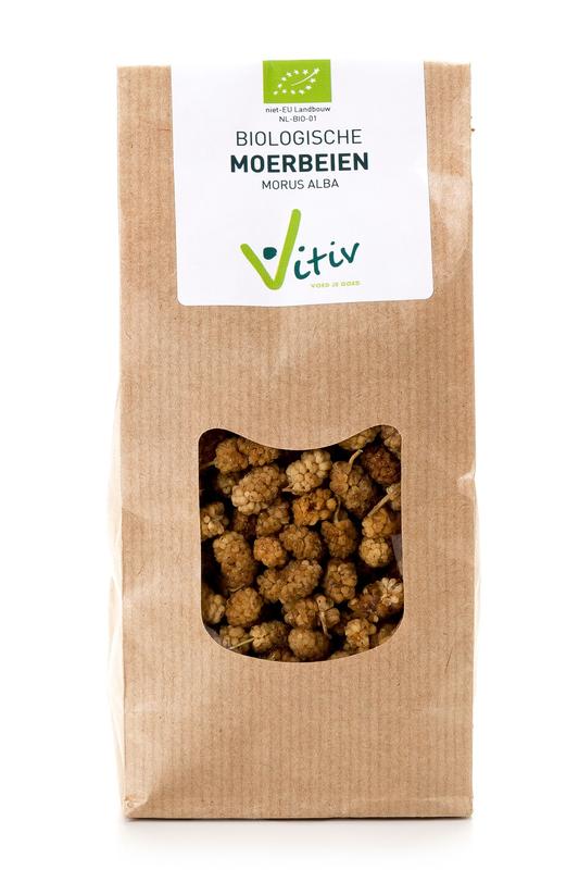 Organic Vitiv Moerbeien (blueberries) in a 250g package, raw superfood berries with fresh, vibrant appearance.
