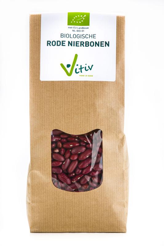 Vitiv organic kidney beans in a 500g package, fresh and ready for cooking, displayed in a clear image of the product.
