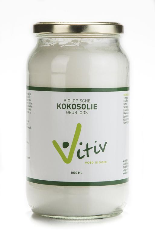 Bottled Vitiv odorless organic coconut oil in a 500ml container, part of the oils and fats product category.