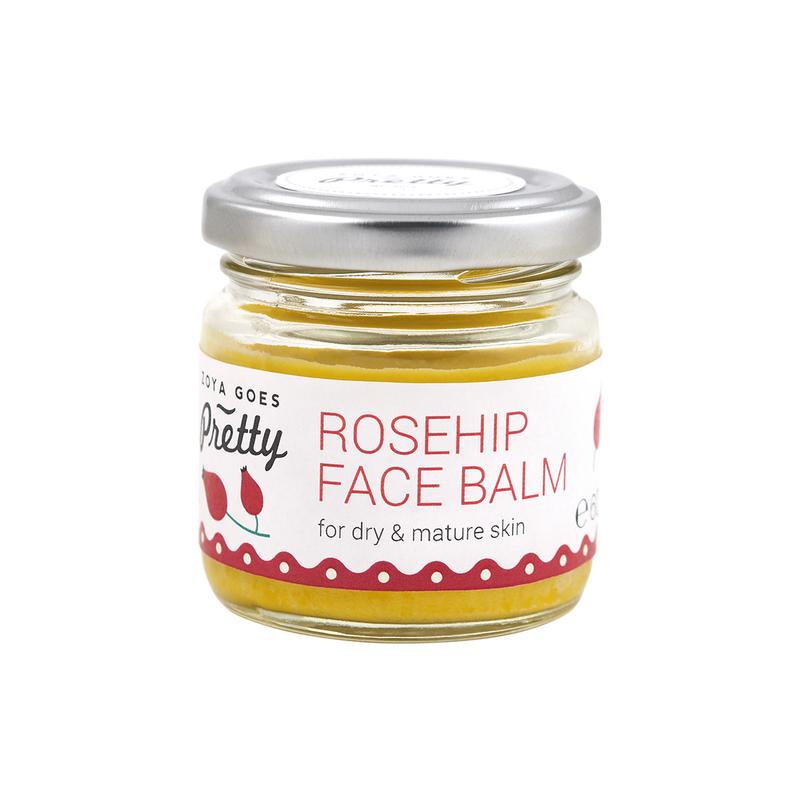 Zoya Goes Pretty Rosehip Face Balm in a 60g glass jar, natural skincare product for nourishing facial skin.