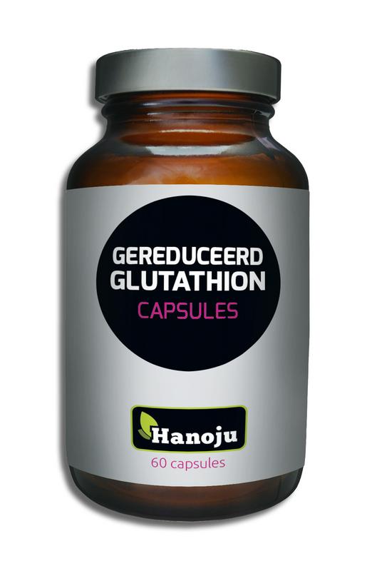Hanoju Glutathion 250mg amino acid capsules in a white bottle with 60 capsules, dietary supplement for antioxidant support