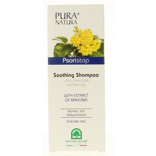Natura House Psoristop shampoo and douche in 250ml bottles, hair care products for scalp and skin health.