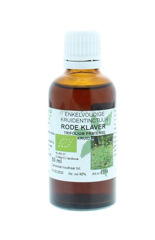 Cruydhof Trifolium organic tincture in a 50ml bottle, herbal remedy made from red clover for natural health support.