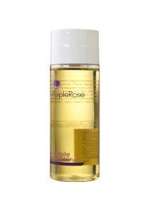 Volatile Purple Rose Huidolie 200ml, a body care oil with purple rose scent, displayed in a clear bottle with a black cap.