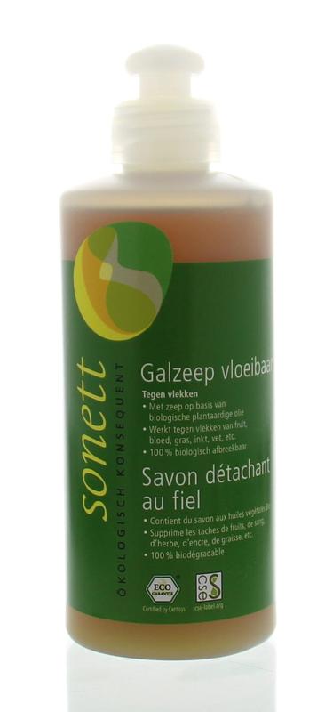 Sonett vloeibare galzeep in 300 ml bottle, biodegradable cleaning product for gentle skin and surface cleaning.