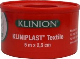Kliniplast Hechtpleister 5x2.5cm with ring, adhesive bandage for wound coverage, shown on a neutral background.