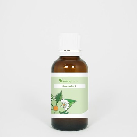 Balancepharma Immuvir Regenoplex herbal supplement bottle, 30ml, from Kruidenpreparaten line, featuring a white and green label.