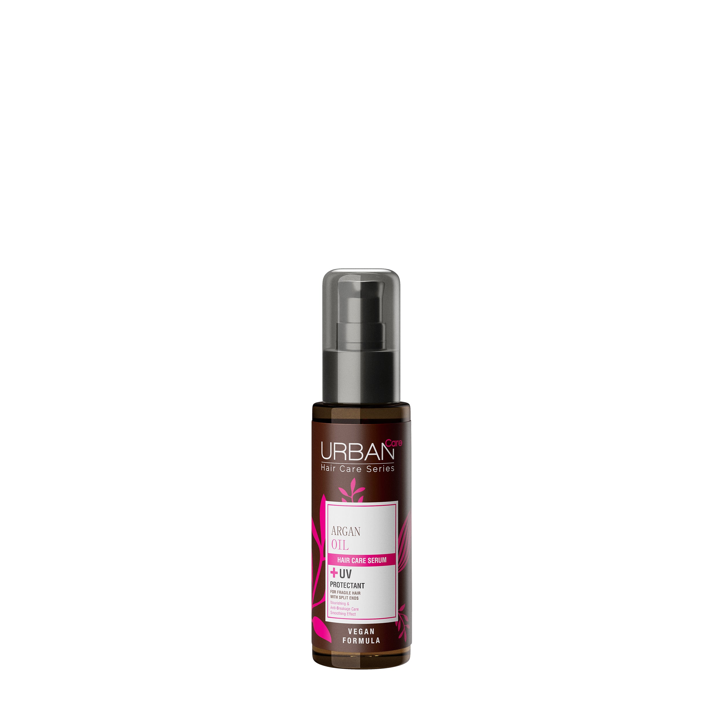 Urban Care Argan oil and keratin hair serum bottle, 75ml, for nourishing hair care and smooth, shiny hair.