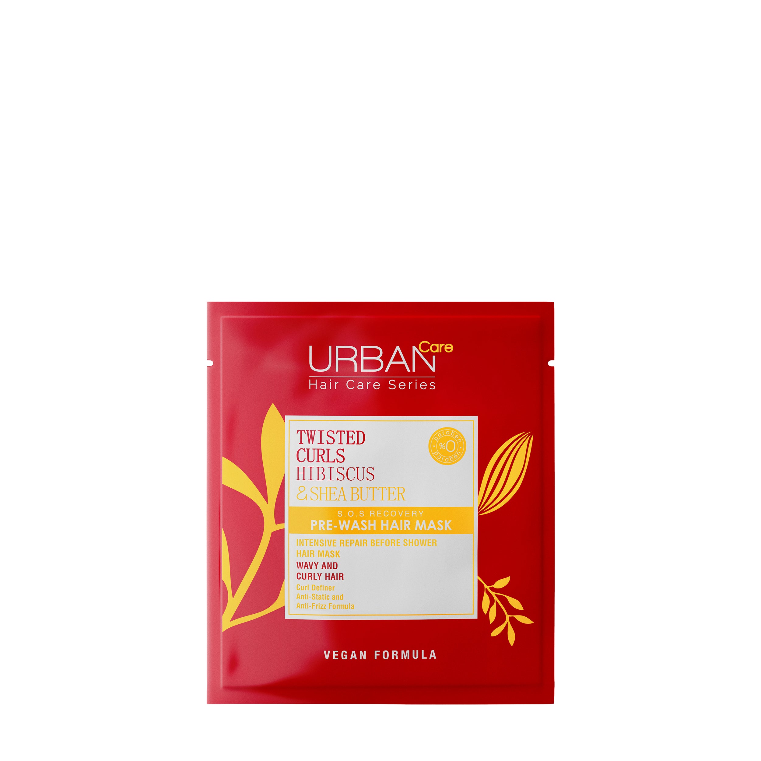 Urban Care Hibiscus & Shea Butter pre-wash hair mask in 50ml jar, nourishing Haarverzorging product for healthy hair.