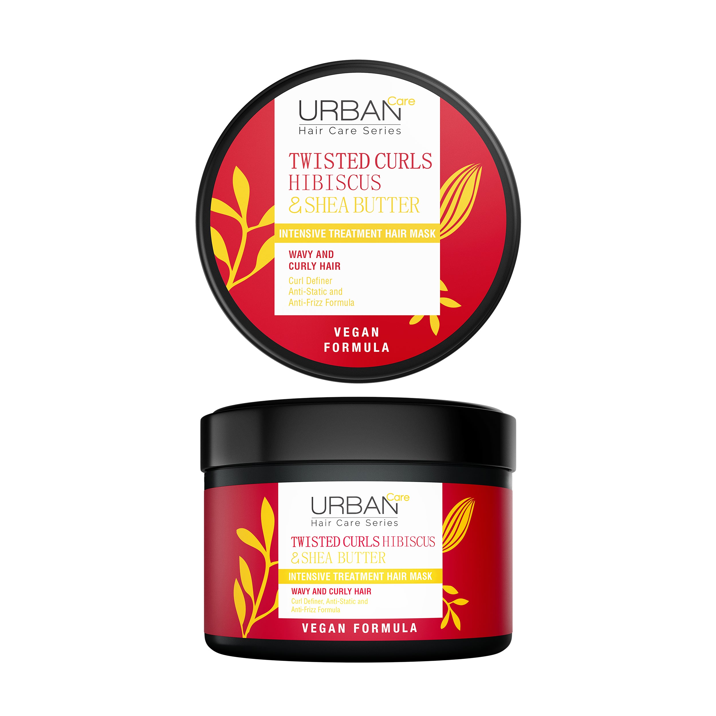 Urban Care Hibiscus and shea butter twisted curls hair mask in 230ml jar, nourishing hair care for curly hair.