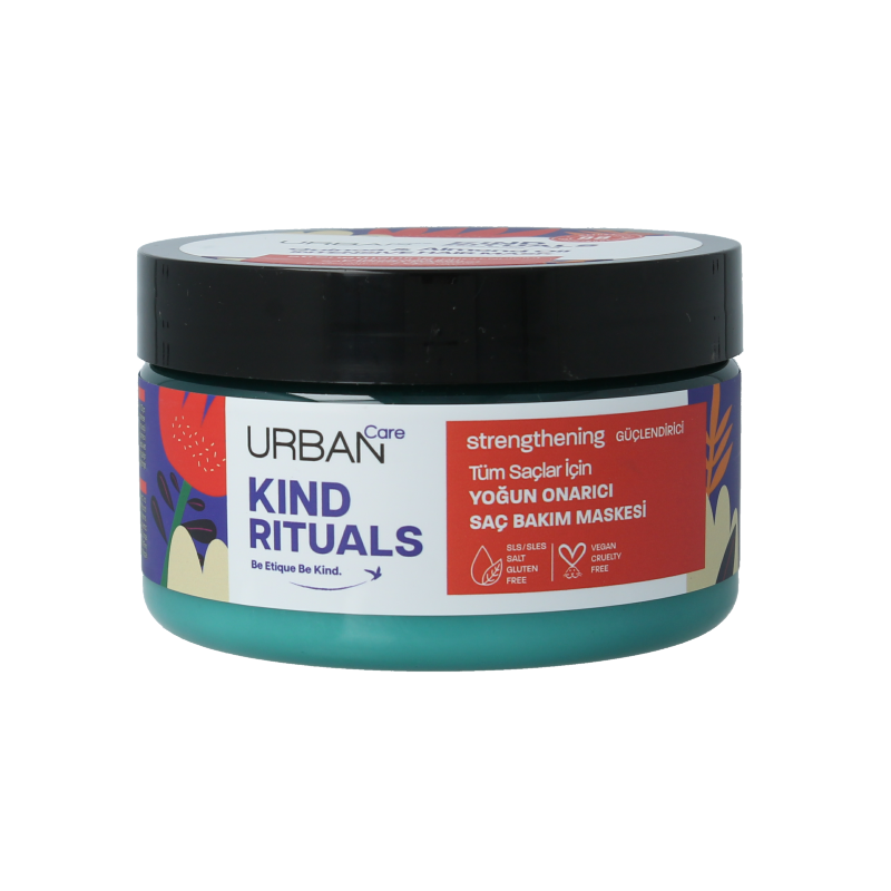 Urban Care Kind Rituals quinoa and almond hair mask in 230ml jar, nourishing hair care product with natural ingredients.