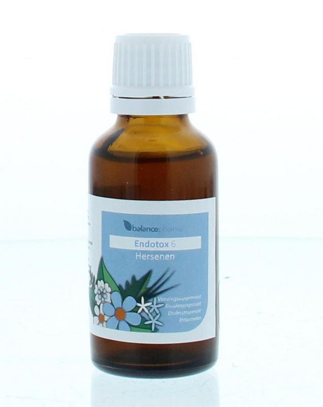 Balancepharma EDT006 Hersenen Endotox herbal supplement in a 30ml bottle, featuring herbal ingredients for cognitive support.