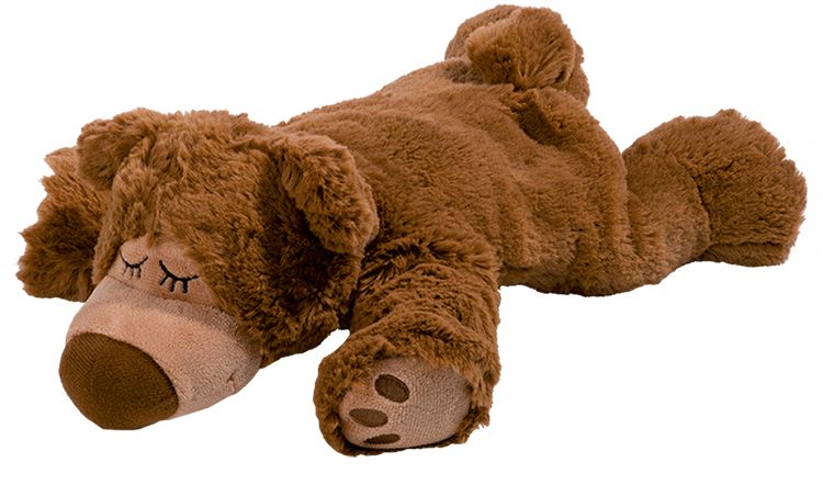 Warmies Sleepy Bear in light brown, soft plush toy from Warmies, ideal for cuddling and comfort.