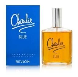 Charlie Blue eau de toilette spray, 100ml bottle, featuring a blue fragrance bottle with a sleek design.