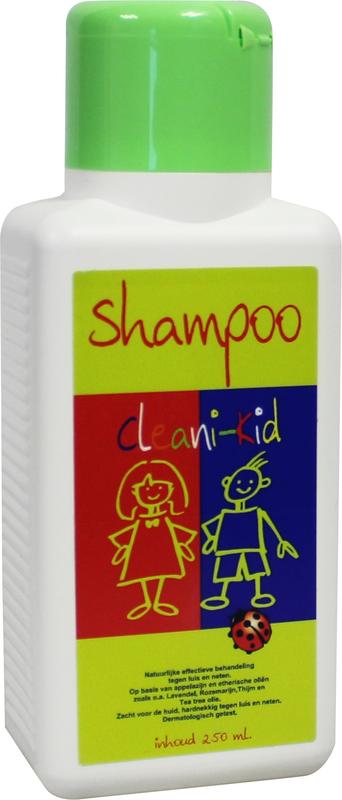 Cleani Kid Anti-Luis shampoo bottle for hair care, 250ml, with label showing product details and branding.