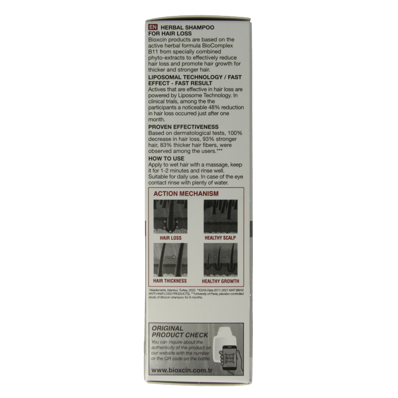 Bioxcin shampoo for normal to dry hair in a 300ml bottle, featuring a clear label and pump dispenser for hair care.