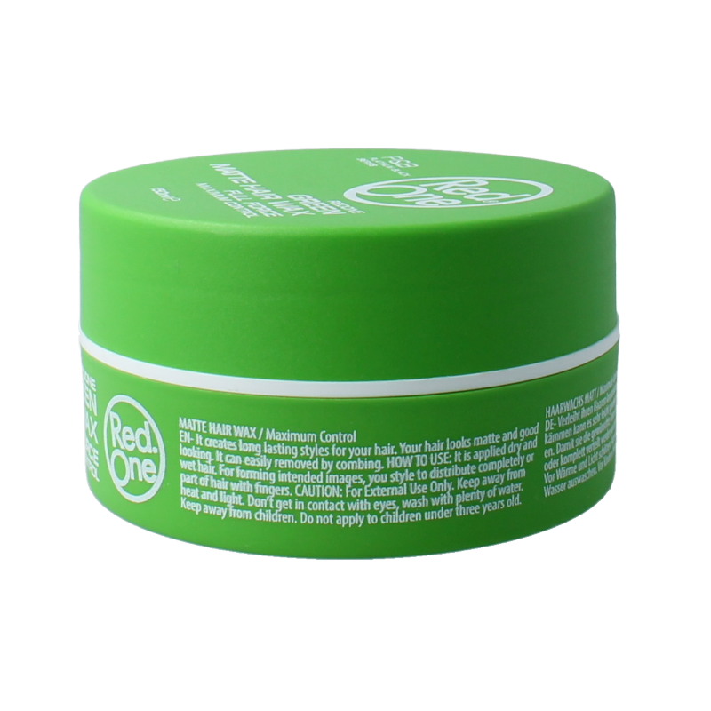 Red One Red One Haarwax green matte styling wax in 150ml jar, showing the product with a smooth, matte finish for hair styling.