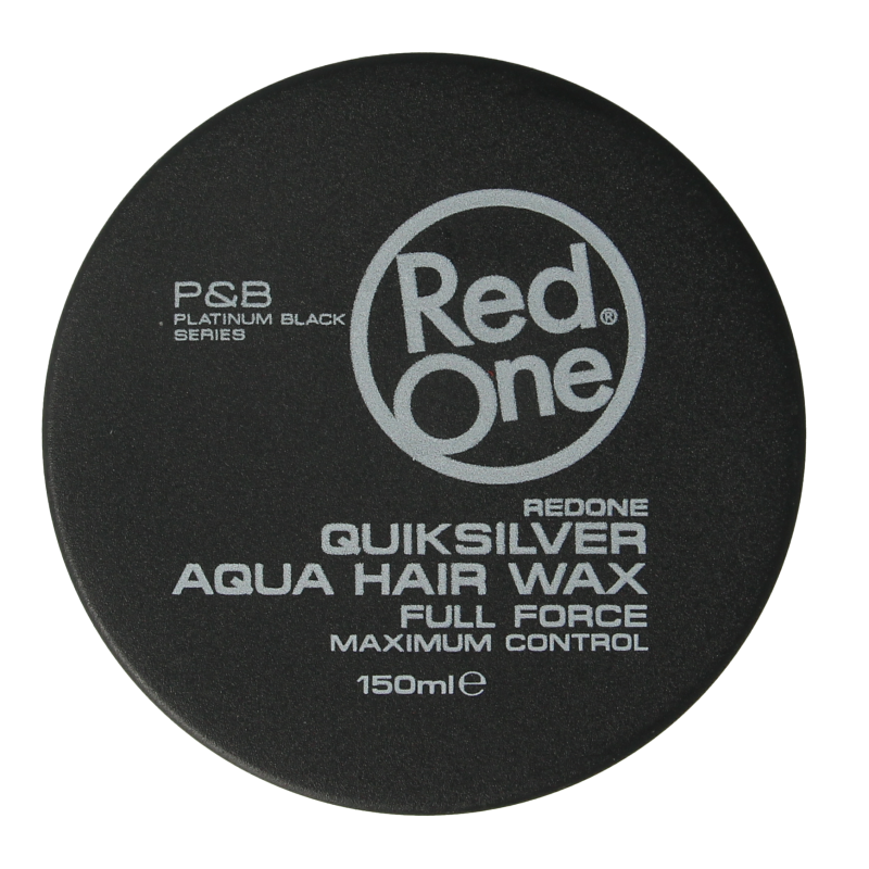 Red One Aqua Quicksilver Haarwax styling product in a 150ml container, shown with its vibrant red packaging and branding.
